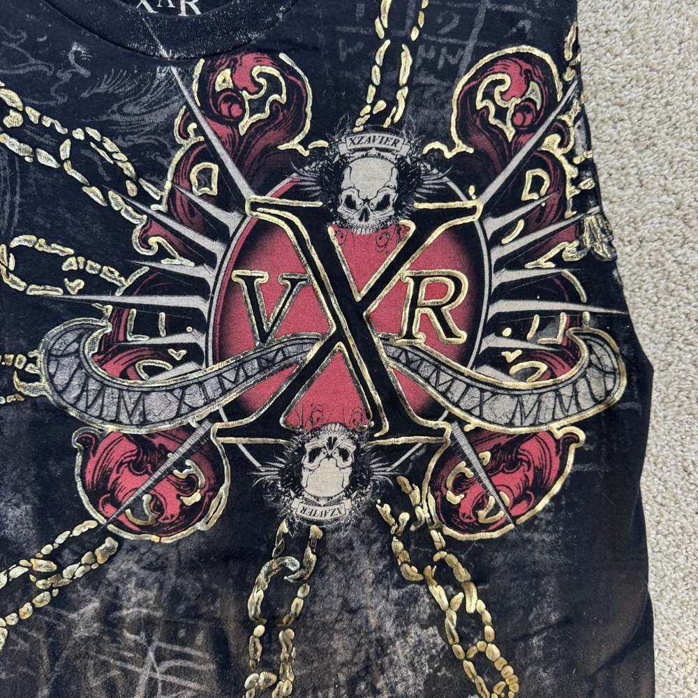 XAR Unlimited Mens Large Black Graphic Muscle Tank Top Skulls Chains VRX - Picture 3 of 8